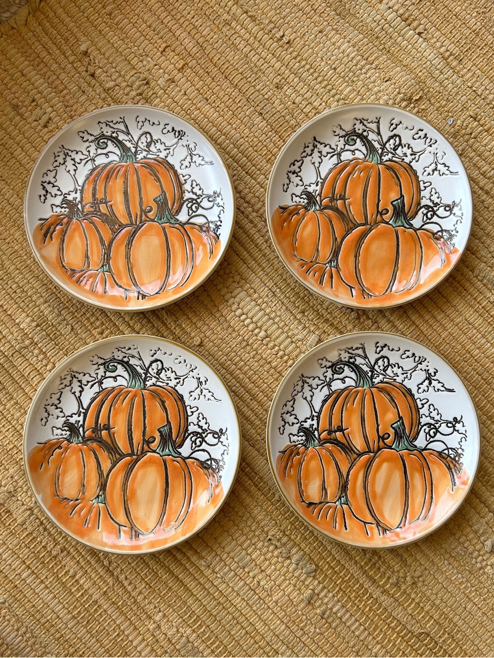 Halloween Plates Pumpkin Fall Plates Set Of 4 Eli+Ana Ceramic Handmade Plates